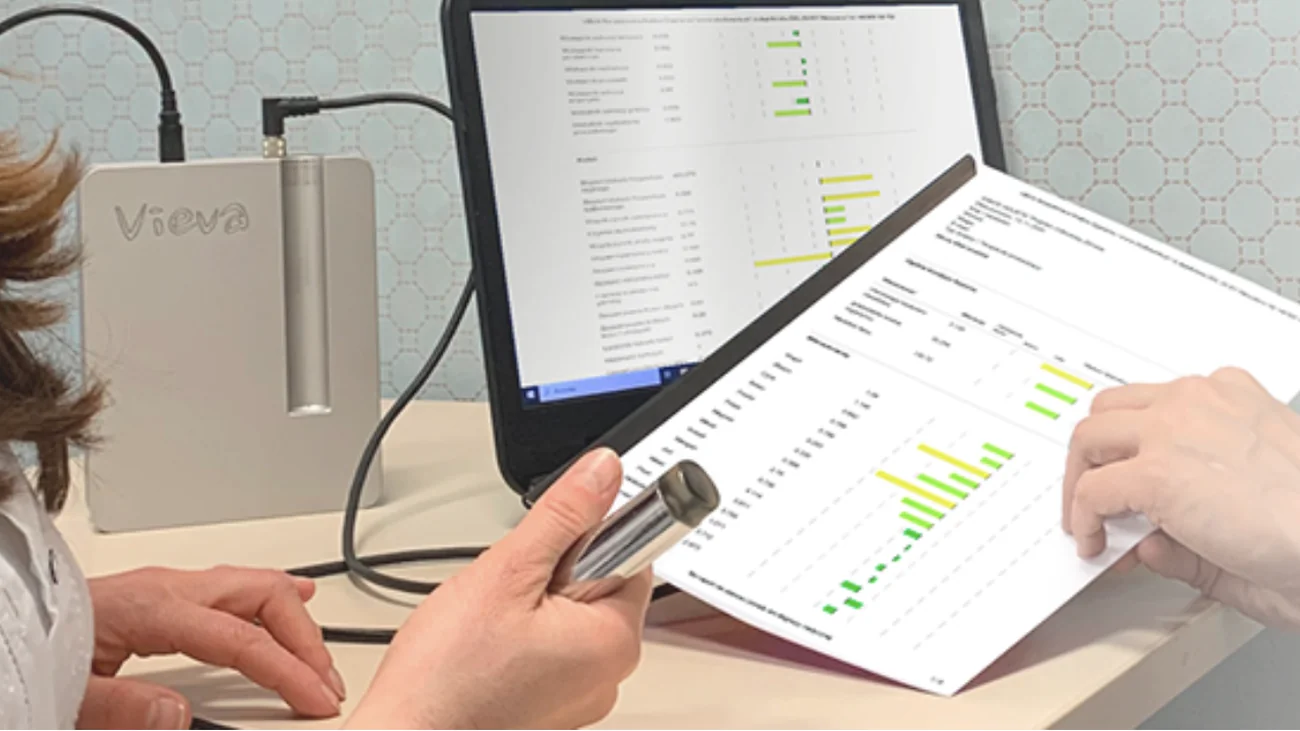 VIEVA Vital PRO-analyse under biopatisk konsultasjon — Klinikk Hello Helse, Eidsvoll